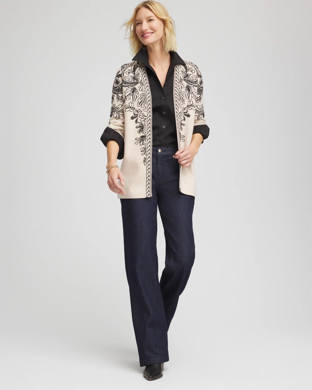 Jacquard Cotton-Blend Cardigan | Chico's